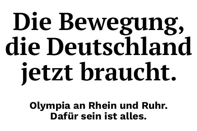 Slogan f&uuml;r Olympiabewerbung in Deutschland mit bunten geometrischen Elementen im Hintergrund.