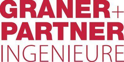 Logodesign von Graner + Partner Ingenieure in roter Schrift auf wei&szlig;em Hintergrund.