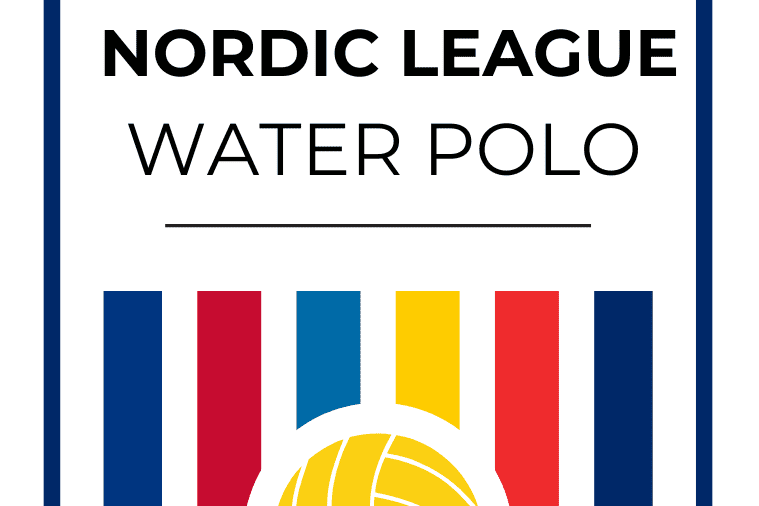 Logo der Nordic League f&uuml;r Wasserball mit bunten Streifen und einem Ball in der Mitte.