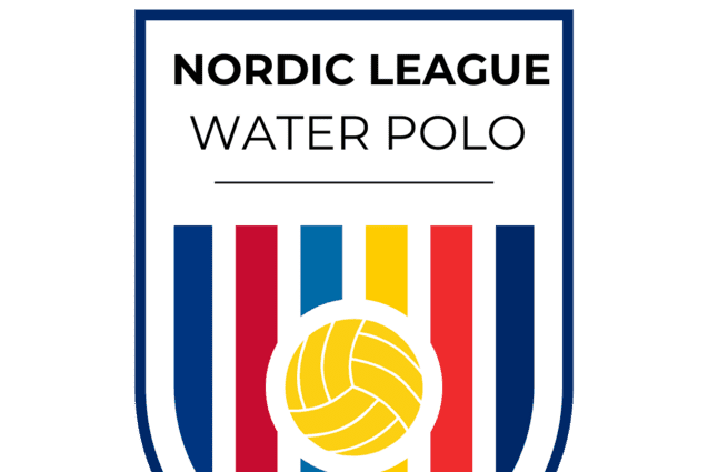 Logo der Nordic League Water Polo mit bunten Streifen und einem Wasserball in der Mitte.